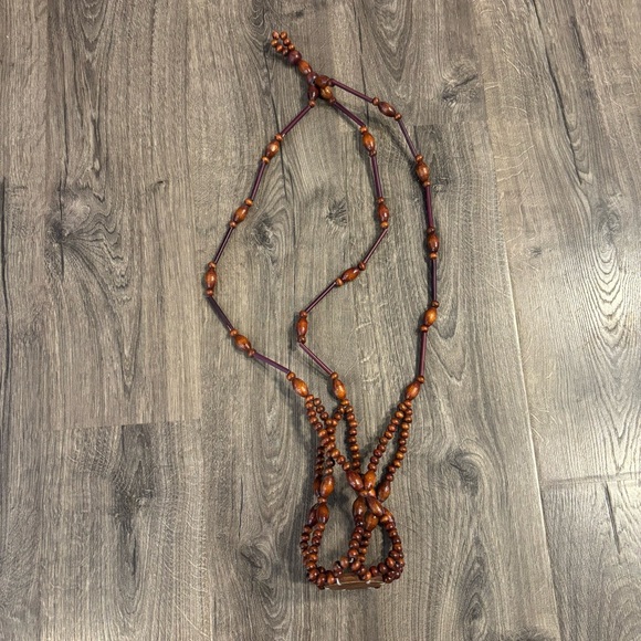 Vintage Wooden Beaded Plant Holder/ Hanger - Picture 1 of 7